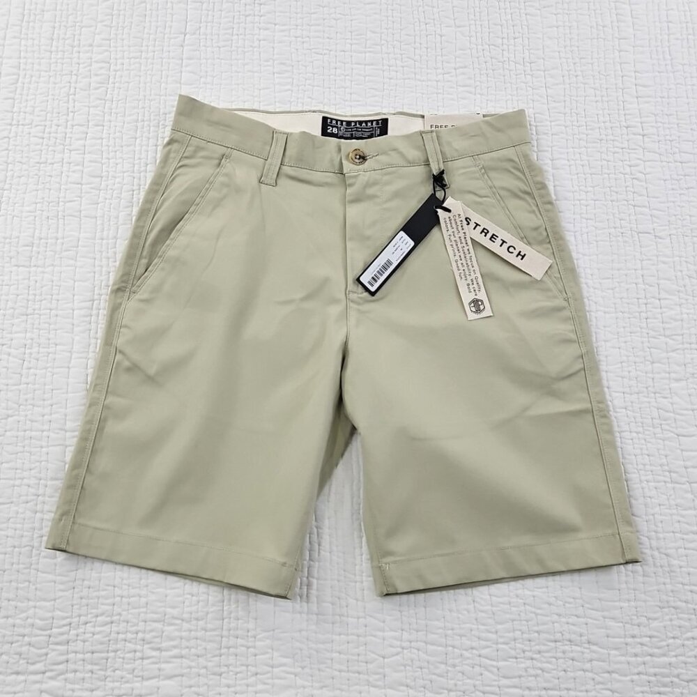 NWT‎ Free Planet Men's Stretch Chino Shorts Men's 28 Celadon Green 9" Inseam NWT